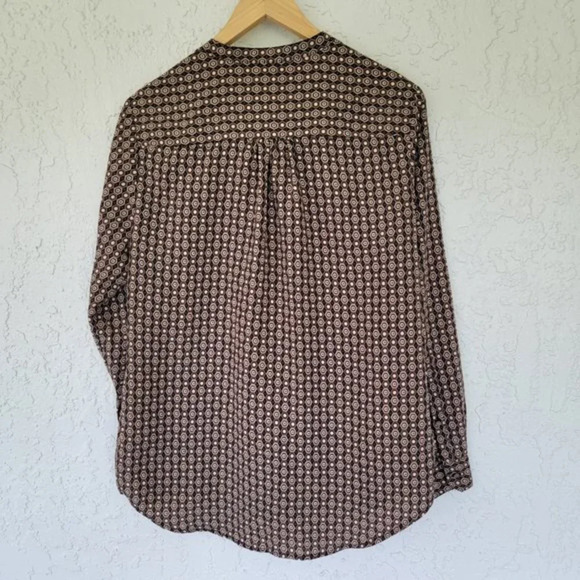 Daisy Fuentes Long Sleeve Button down Blouse Black Multi Geometric Womens Size M - Picture 6 of 10